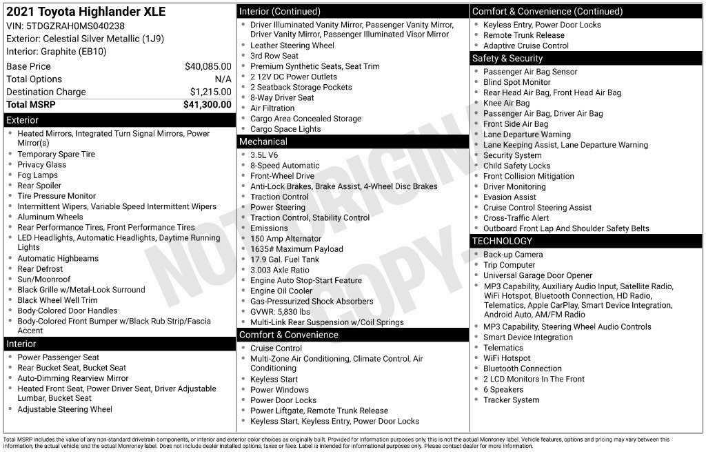 Used 2021 Toyota Highlander XLE FWD image 18