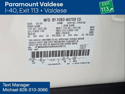 New 2024 Ford Explorer XLT w/ Equipment Group 202A image 30