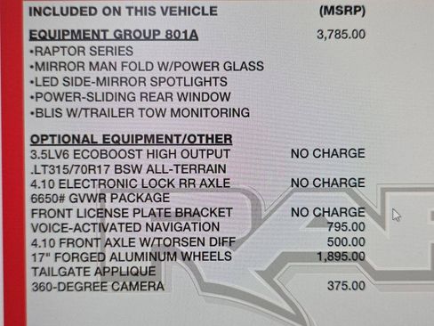 Used 2020 Ford F150 Raptor w/ Equipment Group 801A Mid AWD/4WD image 22