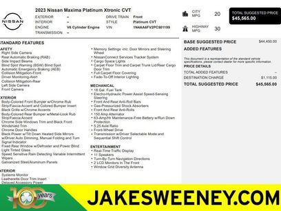 Used 2023 Nissan Maxima Platinum