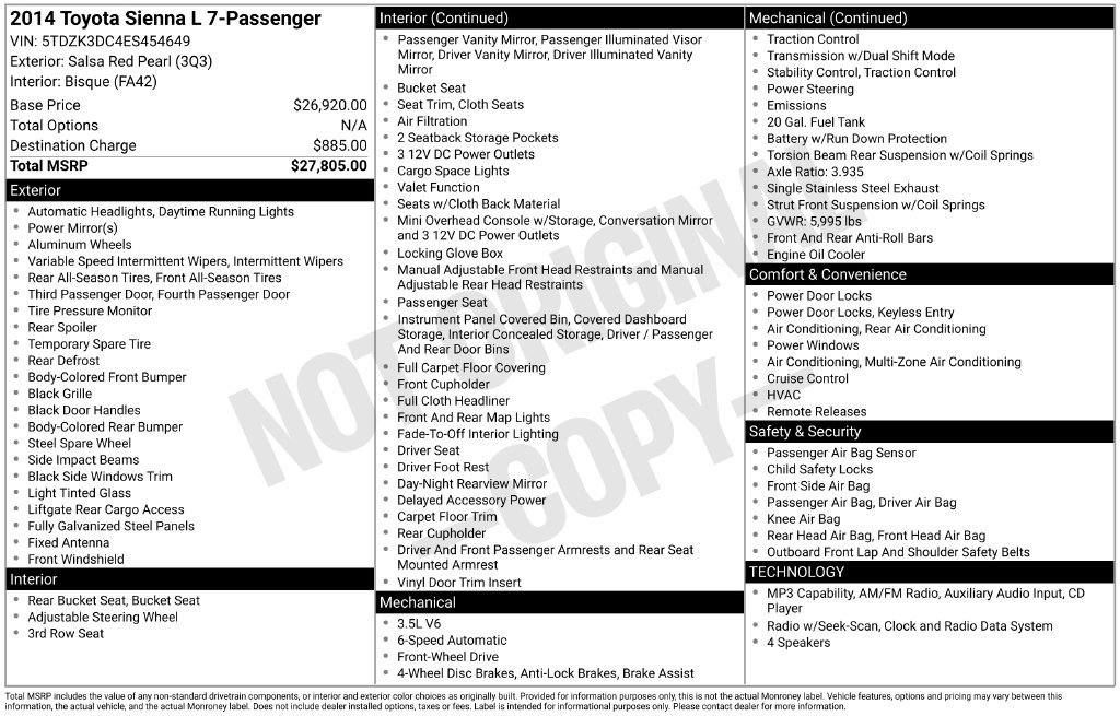 Used 2014 Toyota Sienna L FWD image 30