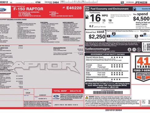 Used 2018 Ford F150 Raptor w/ Equipment Group 802A Luxury image 7