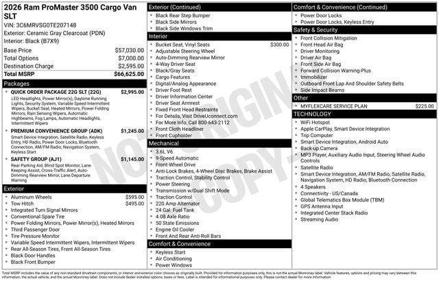 New 2026 RAM ProMaster 3500 w/ Quick Order Package 22G SLT FWD image 4