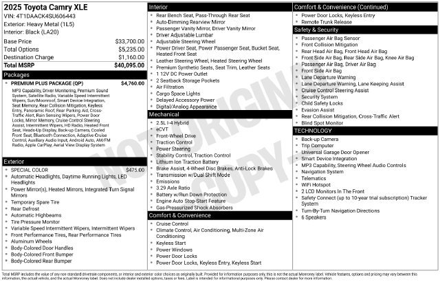 Used 2025 Toyota Camry XLE w/ Premium Plus Package FWD image 28
