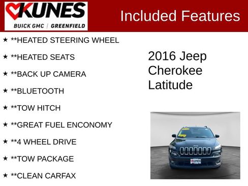 Used 2016 Jeep Cherokee Latitude w/ Cold Weather Group AWD/4WD image 2