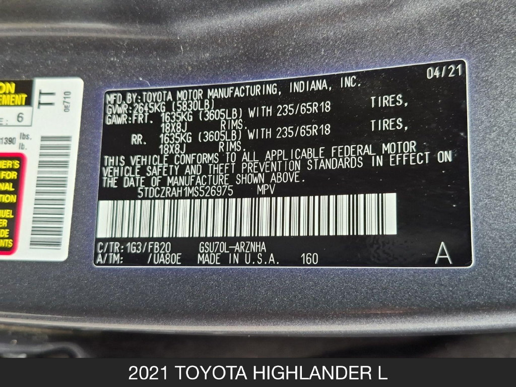 Used 2021 Toyota Highlander L FWD image 24