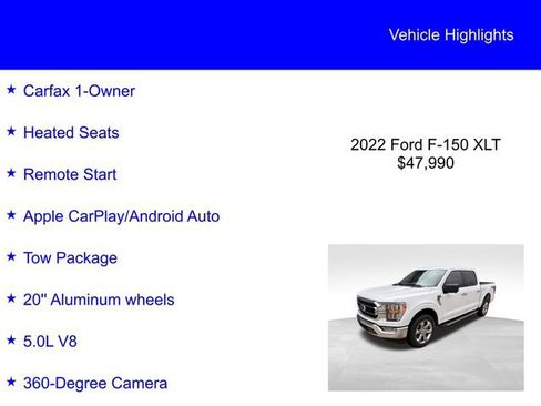 Used 2022 Ford F150 XLT w/ Equipment Group 302A High AWD/4WD image 2