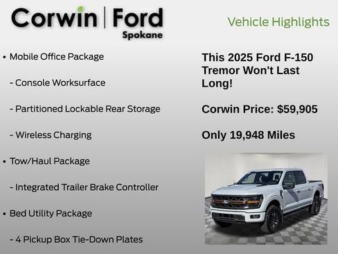 Certified 2025 Ford F150 Tremor w/ Mobile Office Package AWD/4WD image 7