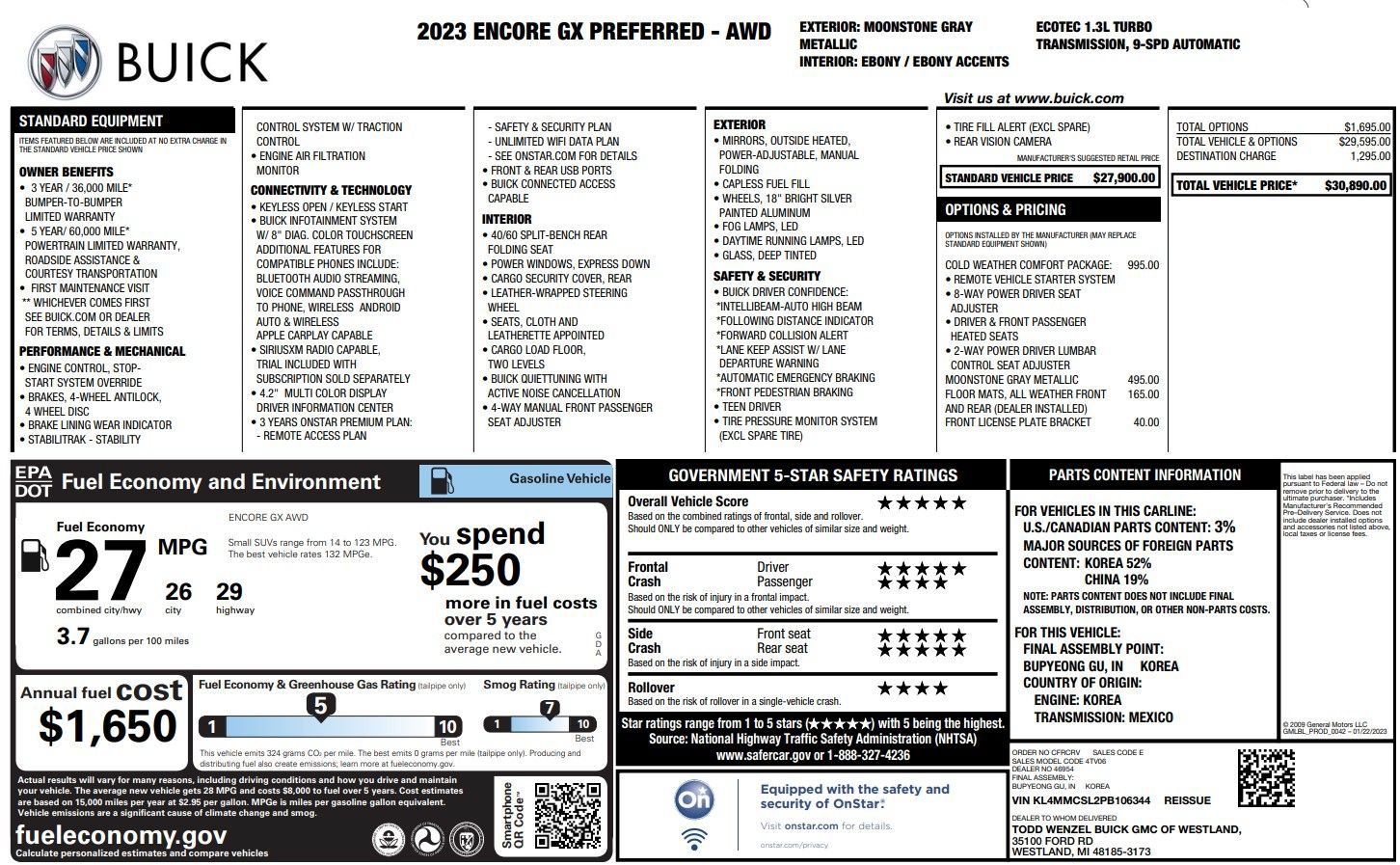 Used 2023 Buick Encore GX Preferred w/ Cold Weather Comfort Package AWD/4WD image 38