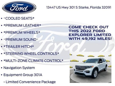 Certified 2022 Ford Explorer Limited w/ Equipment Group 301A RWD image 17