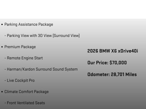 Used 2026 BMW X6 xDrive40i w/ Climate Comfort Package AWD/4WD image 18
