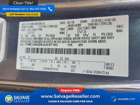 Used 2018 Ford Escape SE w/ SE Sync 3 Package AWD/4WD image 16