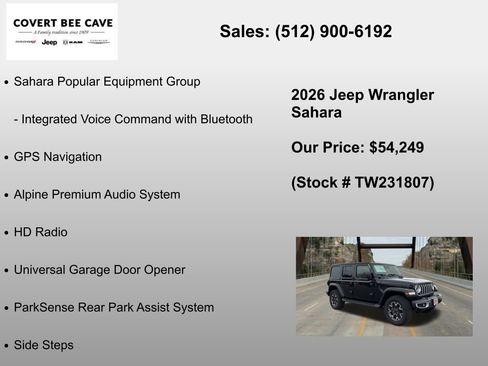 New 2026 Jeep Wrangler Sahara AWD/4WD image 24