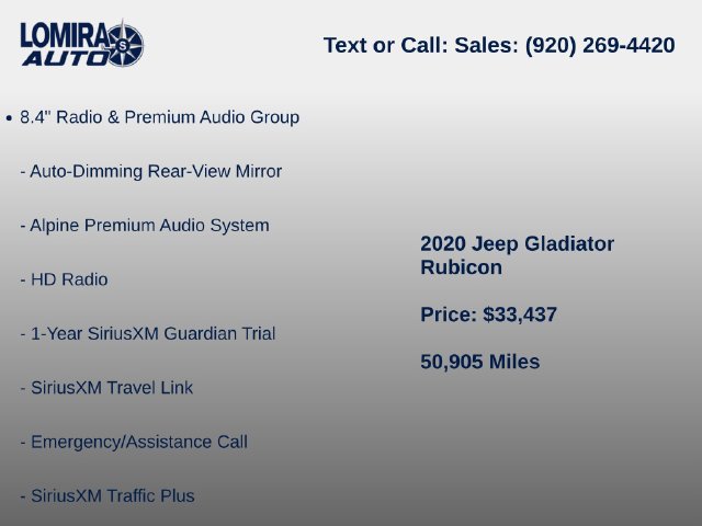 Used 2020 Jeep Gladiator Rubicon w/ Uconnect 4C Nav & Sound Group AWD/4WD image 8