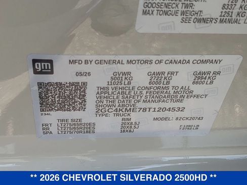 New 2026 Chevrolet Silverado 2500 Custom w/ Custom Value Package AWD/4WD image 24