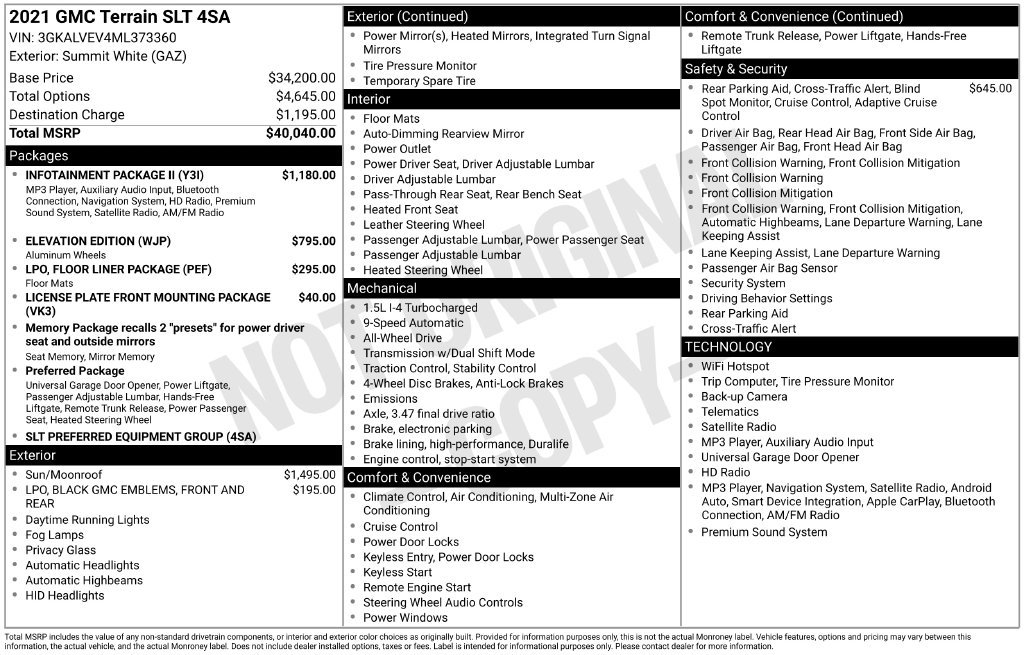 Used 2021 GMC Terrain SLT w/ Infotainment Package II AWD/4WD image 41