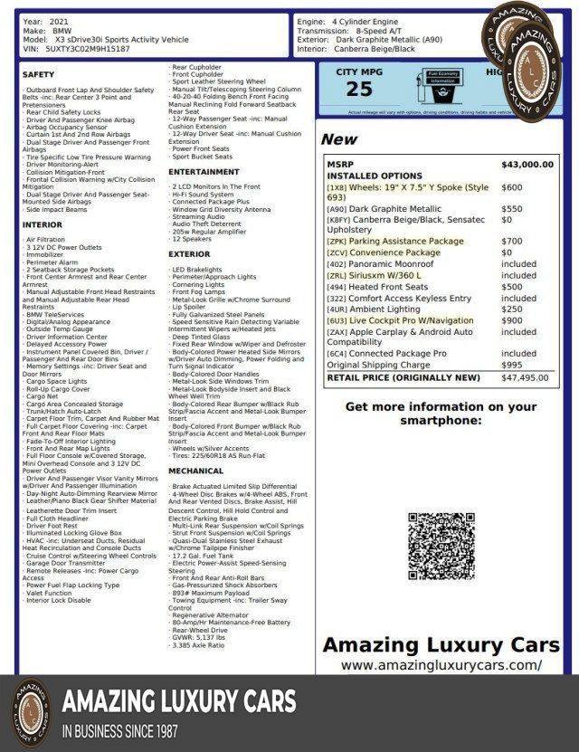 Used 2021 BMW X3 sDrive30i w/ Convenience Package RWD image 1