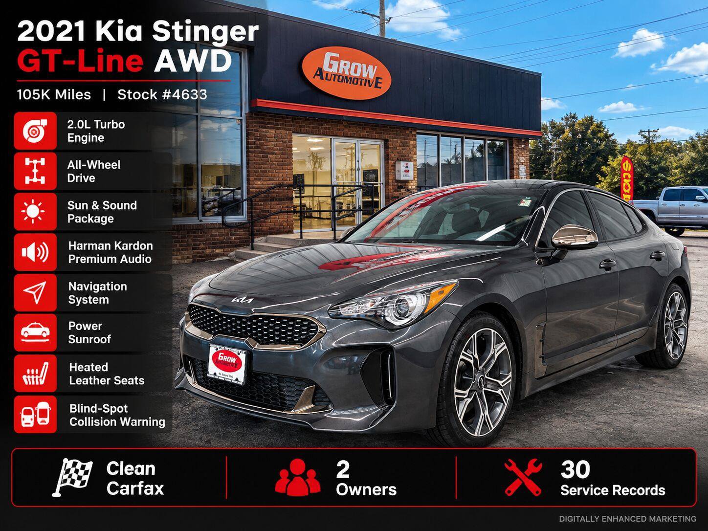 Used 2021 Kia Stinger GT-Line w/ Sun & Sound Package AWD/4WD image 2