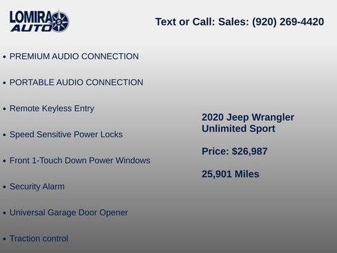 Used 2020 Jeep Wrangler Unlimited Sport w/ Cold Weather Group AWD/4WD image 10