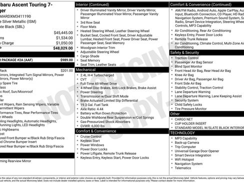 Used 2021 Subaru Ascent Touring w/ Popular Package #2A image 5
