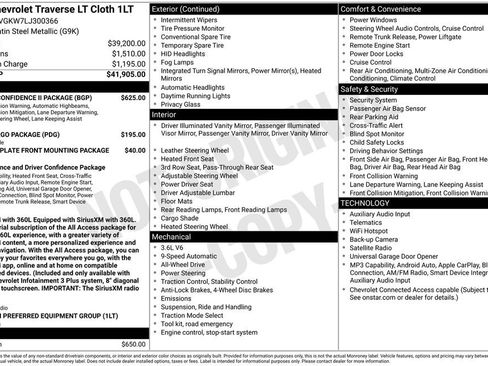 Used 2020 Chevrolet Traverse LT w/ Driver Confidence II Package AWD/4WD image 10