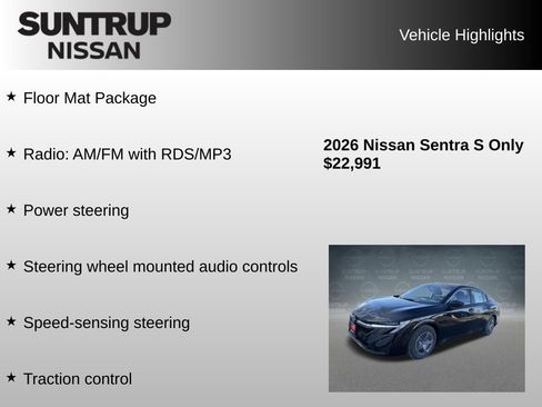 Used 2026 Nissan Sentra S w/ Floor Mat Package FWD image 8