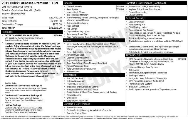 Used 2012 Buick LaCrosse Premium w/ Entertainment Package FWD image 12