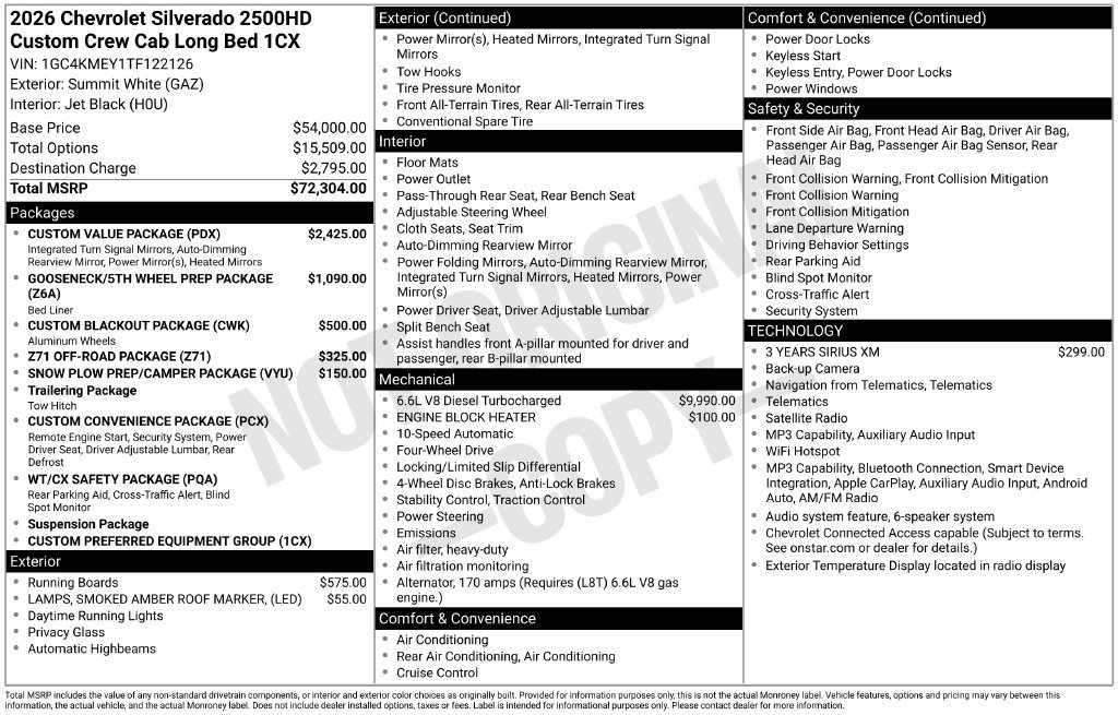 Used 2026 Chevrolet Silverado 2500 Custom w/ Custom Value Package AWD/4WD image 24