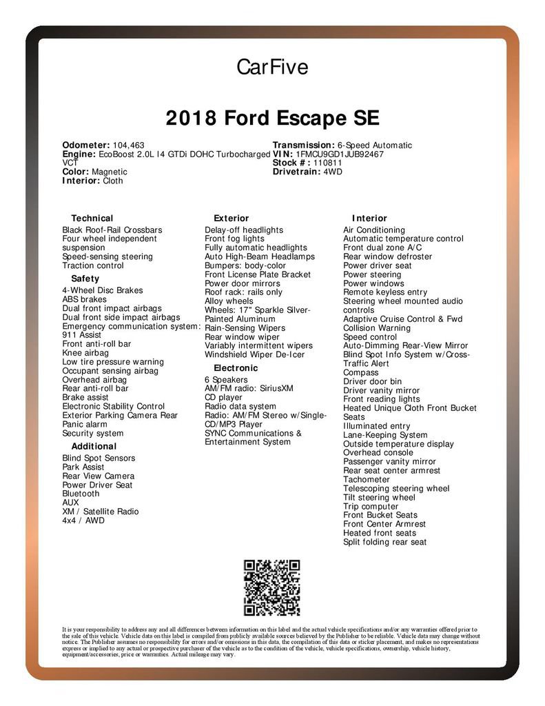 Used 2018 Ford Escape SE w/ Ford Safe & Smart Package AWD/4WD image 28