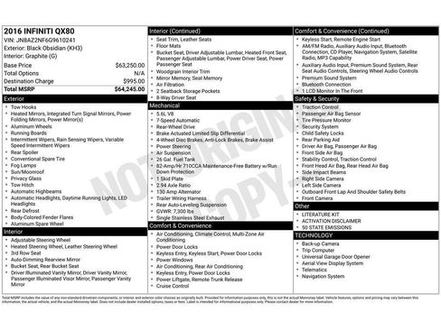 Used 2016 INFINITI QX80 2WD image 5