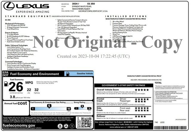 Used 2024 Lexus ES 350 w/ Premium Package FWD image 2