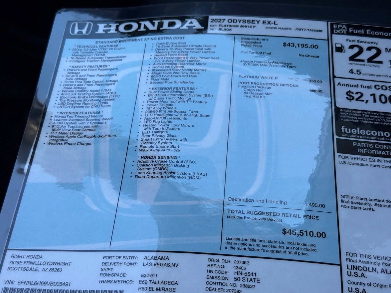 New 2027 Honda Odyssey EX-L image 29