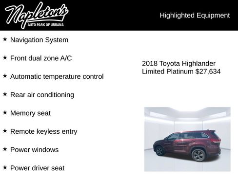 Used 2018 Toyota Highlander Limited Platinum w/ Protection Package #3 AWD/4WD image 3
