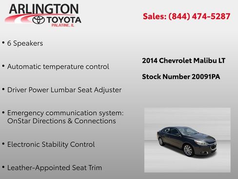 Used 2014 Chevrolet Malibu LT FWD image 2