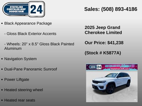 Certified 2025 Jeep Grand Cherokee Limited w/ Black Appearance Package AWD/4WD image 6