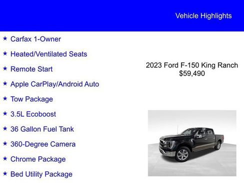 Certified 2023 Ford F150 King Ranch w/ Equipment Group 601A High AWD/4WD image 3