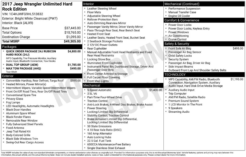 Certified 2017 Jeep Wrangler Unlimited Rubicon AWD/4WD image 35