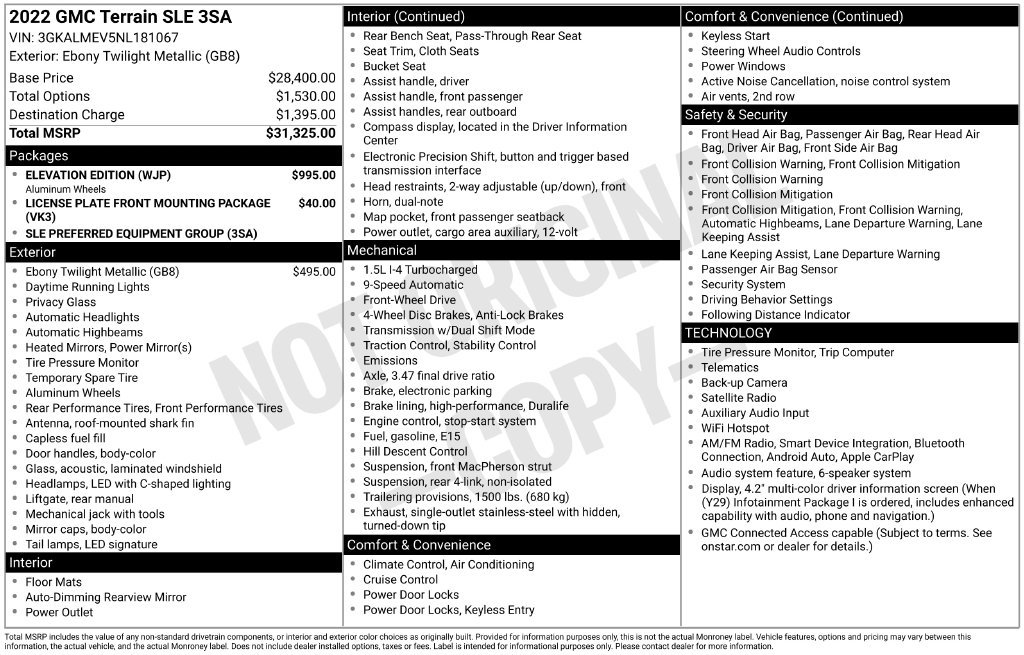 Used 2022 GMC Terrain SLE w/ Elevation Edition FWD image 35