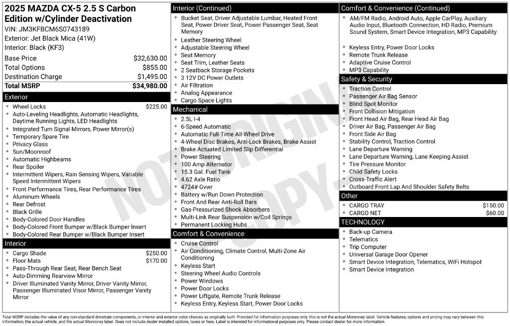 Used 2025 MAZDA CX-5 Carbon Edition AWD/4WD image 3