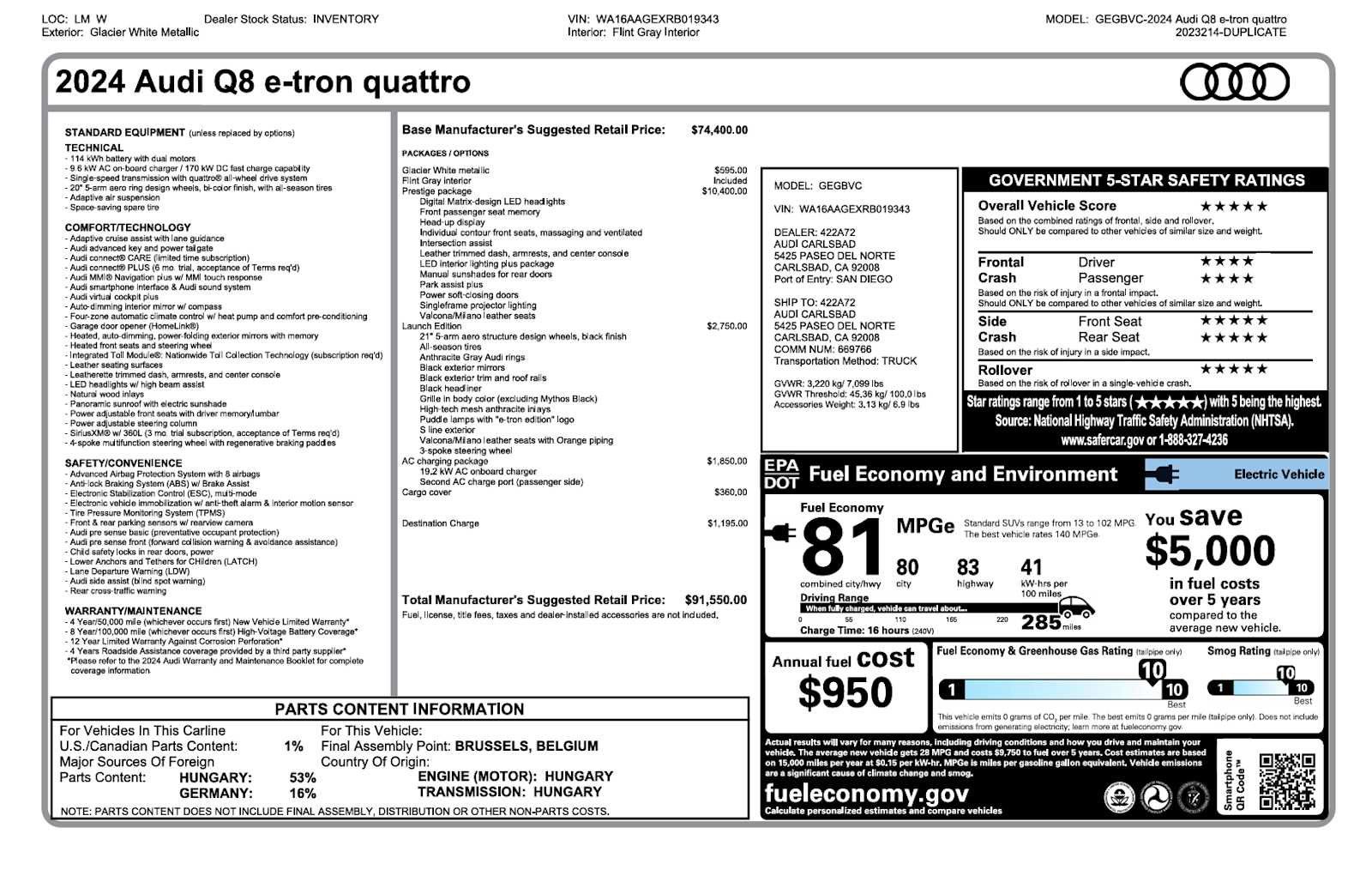 Certified 2024 Audi Q8 e-tron Premium Plus AWD/4WD image 3