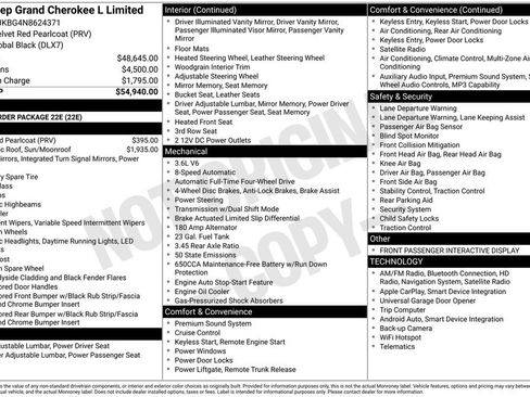 Used 2022 Jeep Grand Cherokee L Limited AWD/4WD image 27