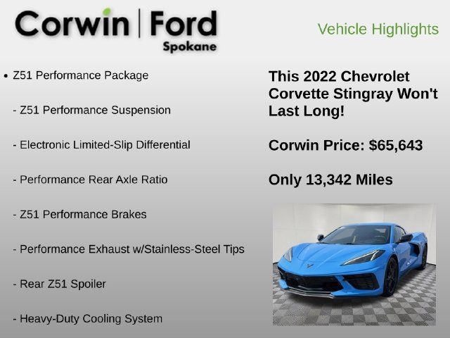 Used 2022 Chevrolet Corvette Stingray Premium Cpe w/ Z51 Performance Package RWD image 6