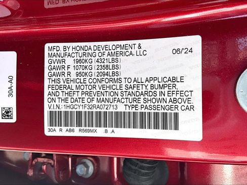 Certified 2024 Honda Accord EX image 19