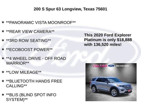 Certified 2020 Ford Explorer Platinum w/ Premium Technology Package AWD/4WD image 10