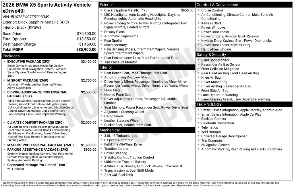 Certified 2026 BMW X5 xDrive40i w/ Executive Package AWD/4WD image 24