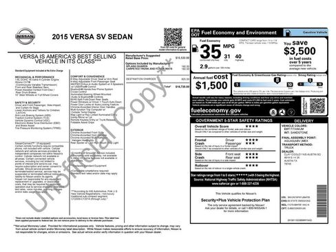 Used 2015 Nissan Versa SV FWD image 2