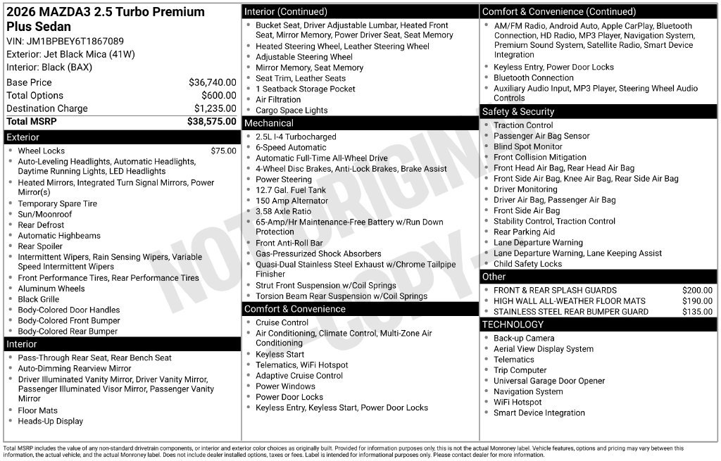 Certified 2026 MAZDA MAZDA3 2.5 Turbo Sedan w/Premium Plus AWD/4WD image 35