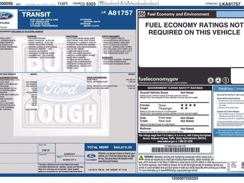Used 2020 Ford Transit 250 Medium Roof AWD w/ Load Area Protection Package image 6