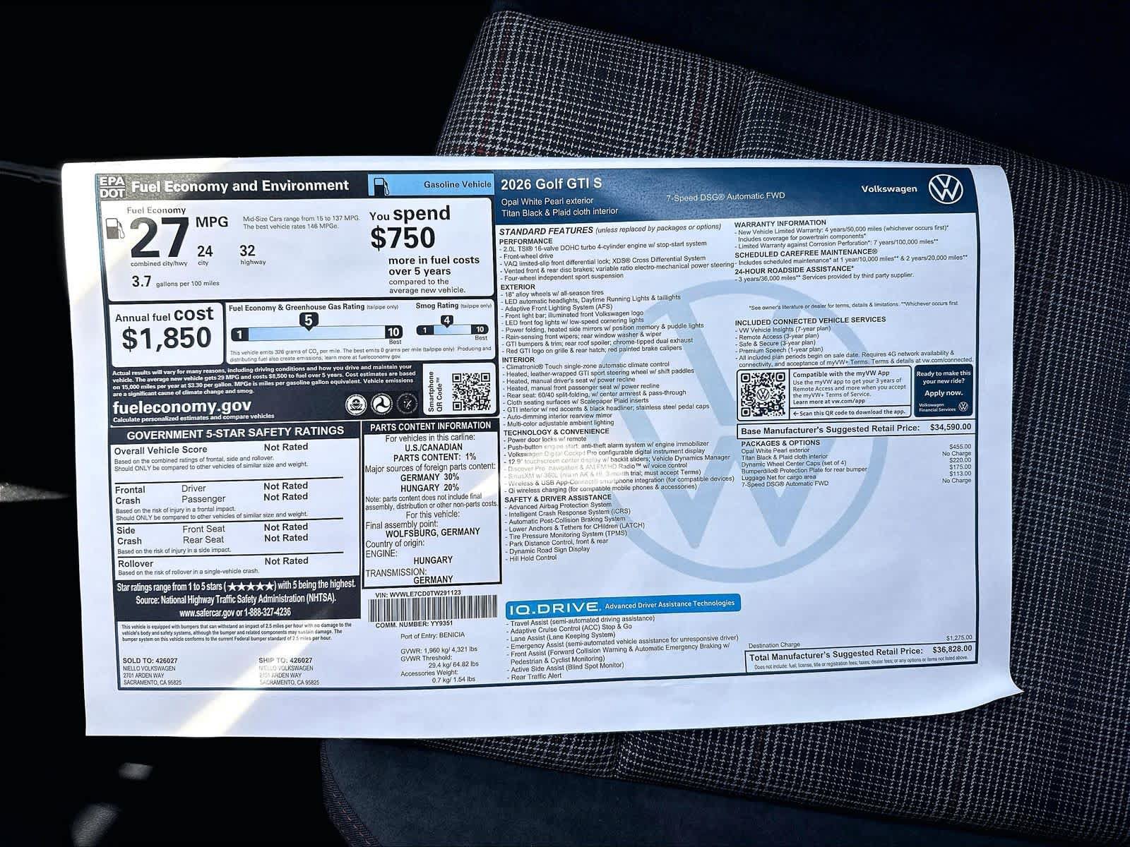 New 2026 Volkswagen GTI S FWD image 13