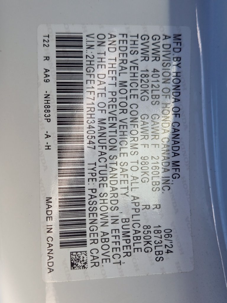 Certified 2024 Honda Civic EX image 13
